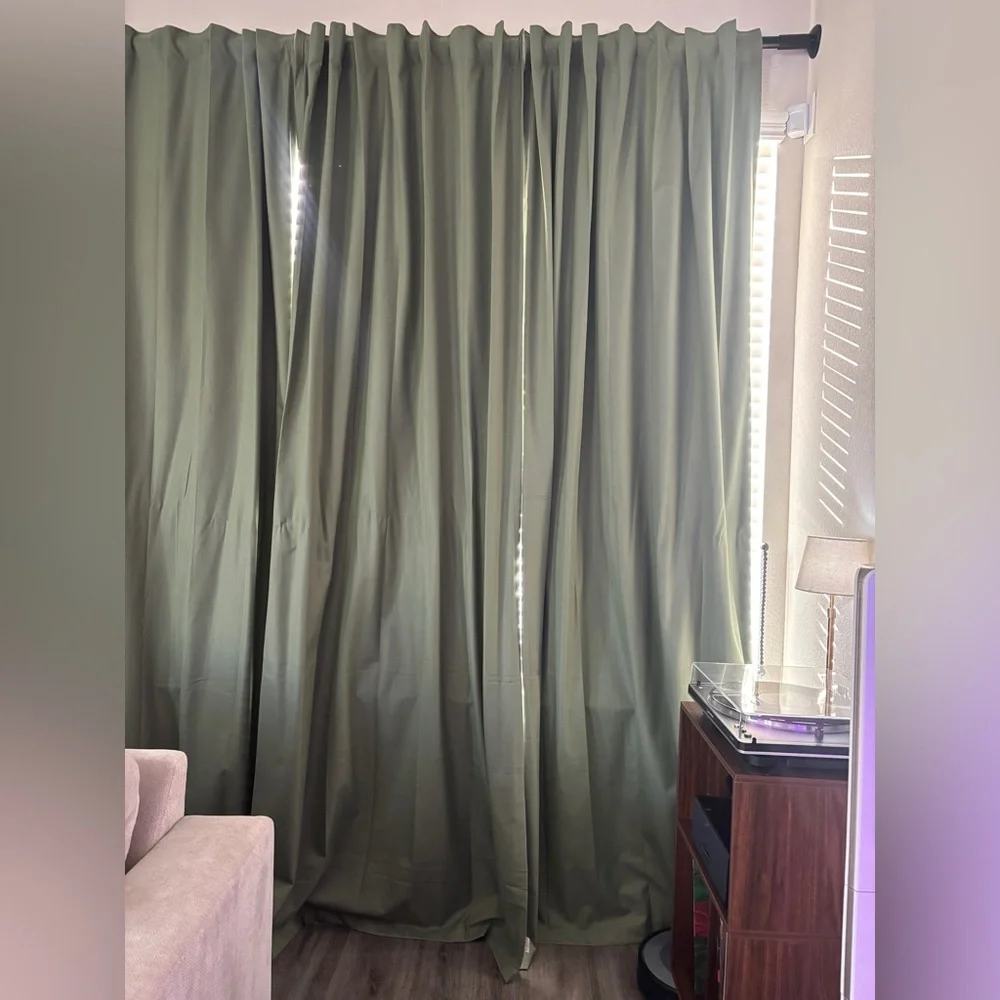 52” x 120” Solid Olive Green 100% Blackout Curtains